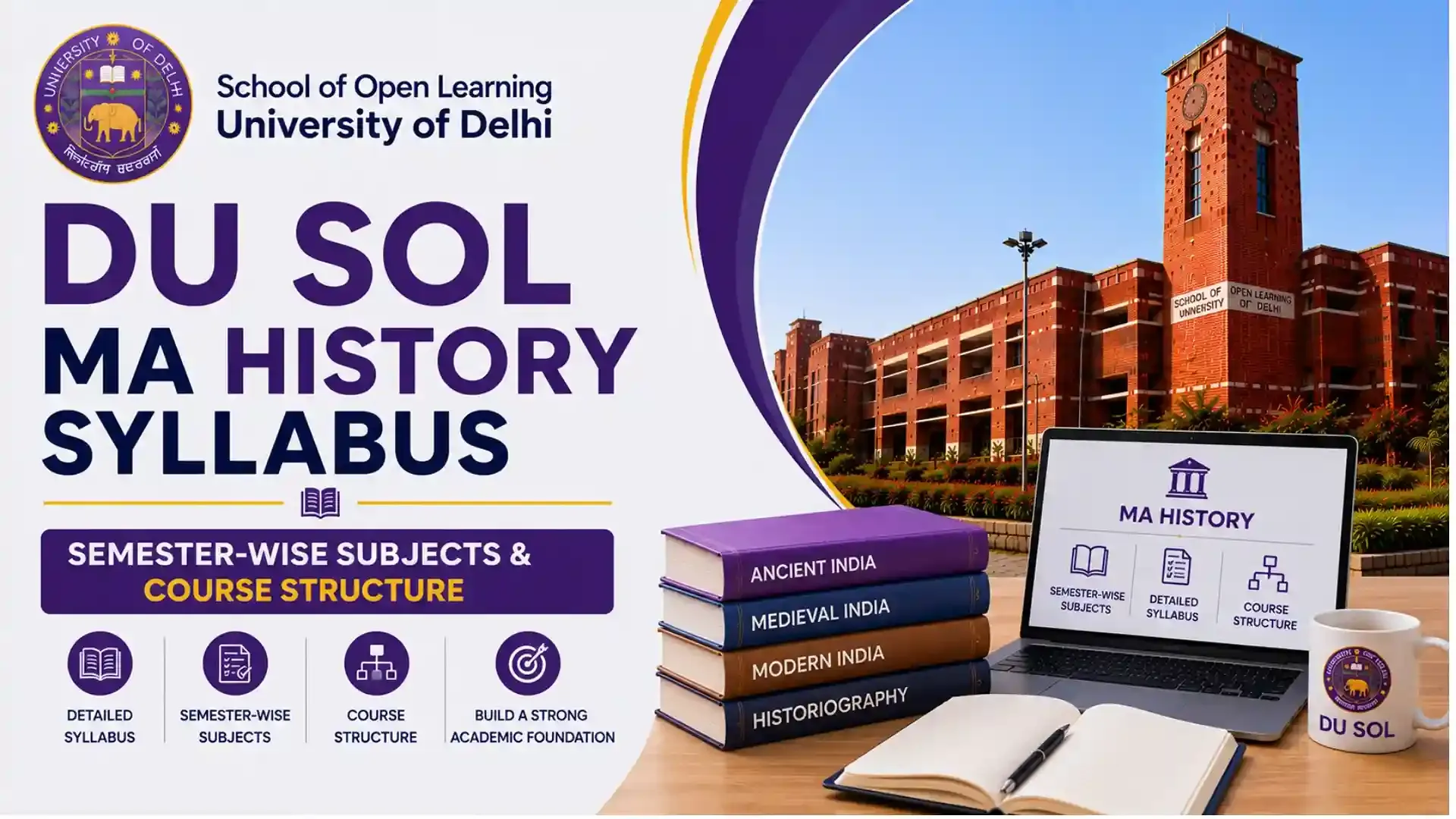 DU SOL MA History Syllabus 2026: Semester-Wise Subjects & Course Structure