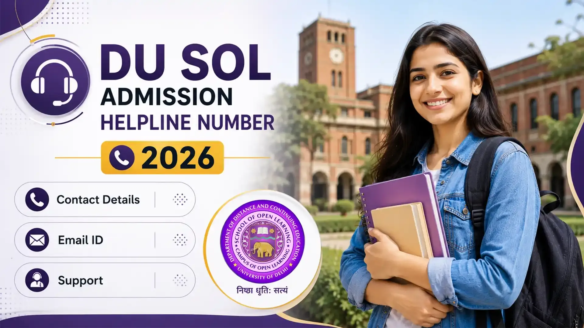 DU SOL Admission Helpline Number 2026: Contact Details, Email ID & Support