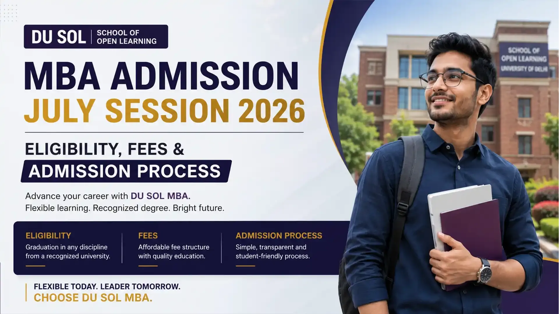 DU SOL MBA Admission July Session 2026: Eligibility, Fees & Admission Process
